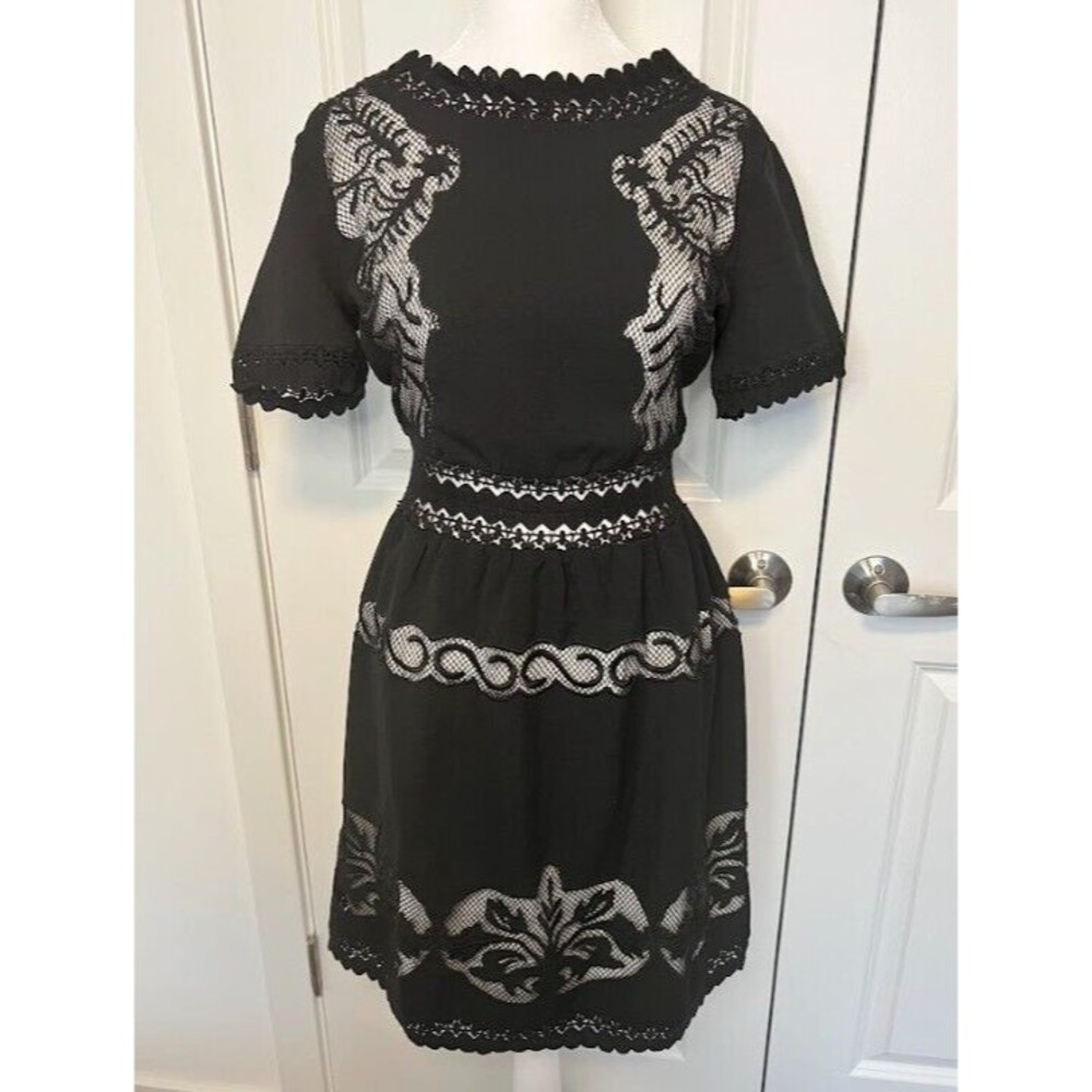 Ark & Co Lace Dress Sheet Mesh Lined Zip Up Size S